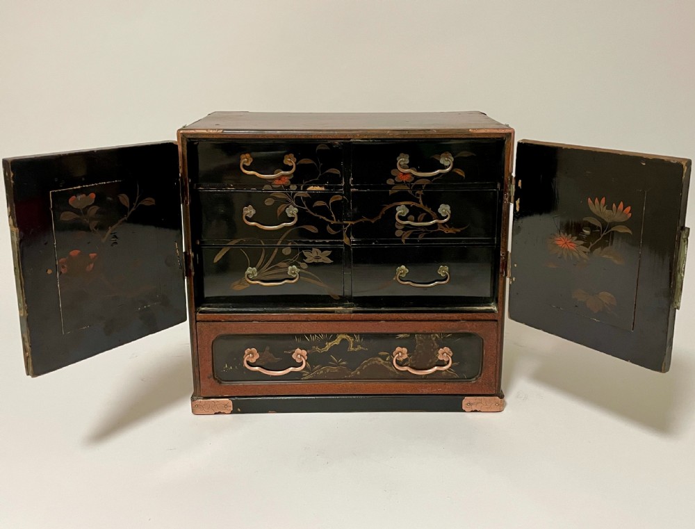 Japanese Meiji Period Lacquered Table Cabinet View X
