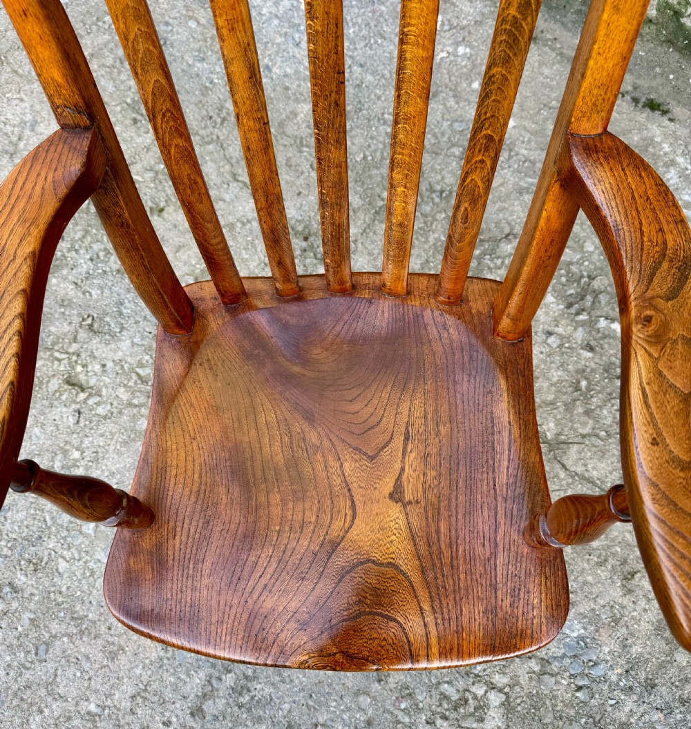 Antique Elm Lathe Back Farmhouse Chair View VI