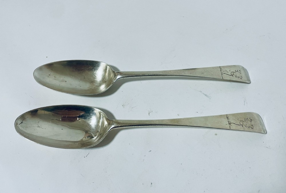 Pair of 18th Century Irish Silver Serving Spoons View V