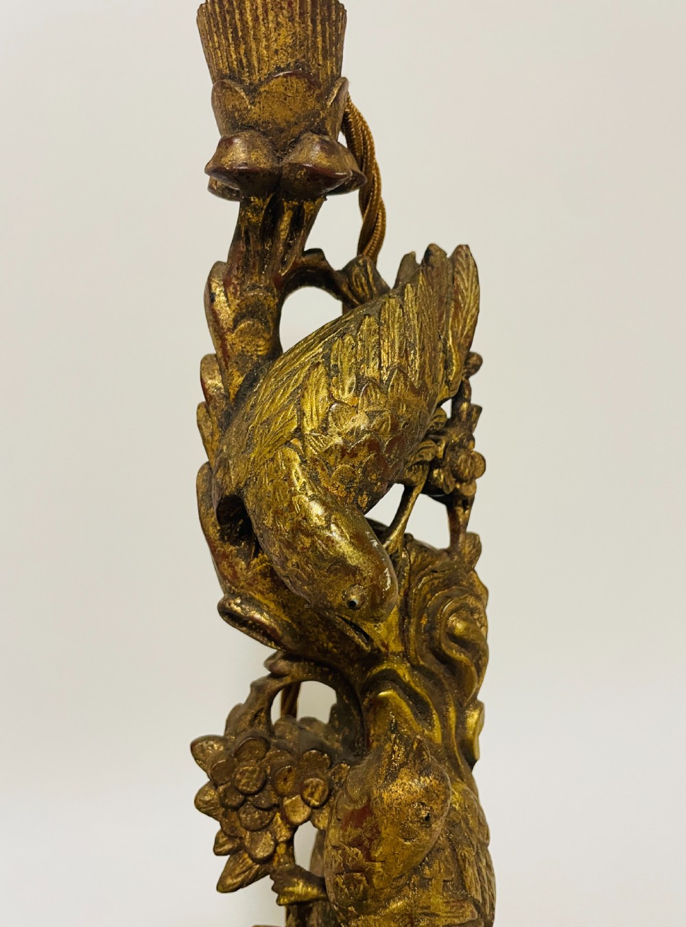 Antique Chinese Carved Giltwood Table Lamp View III