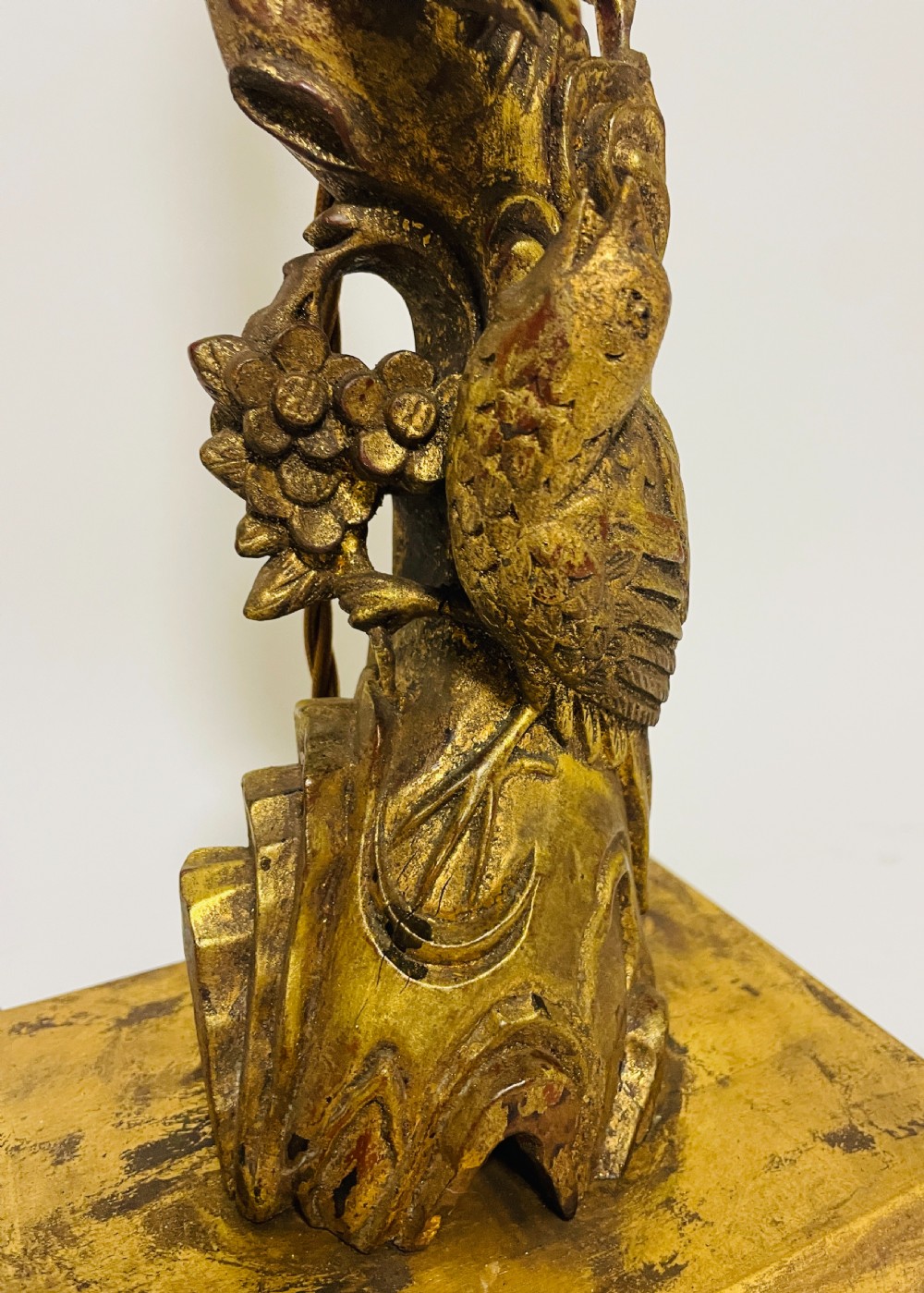 Antique Chinese Carved Giltwood Table Lamp View IV