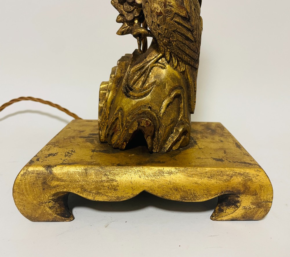 Antique Chinese Carved Giltwood Table Lamp View V