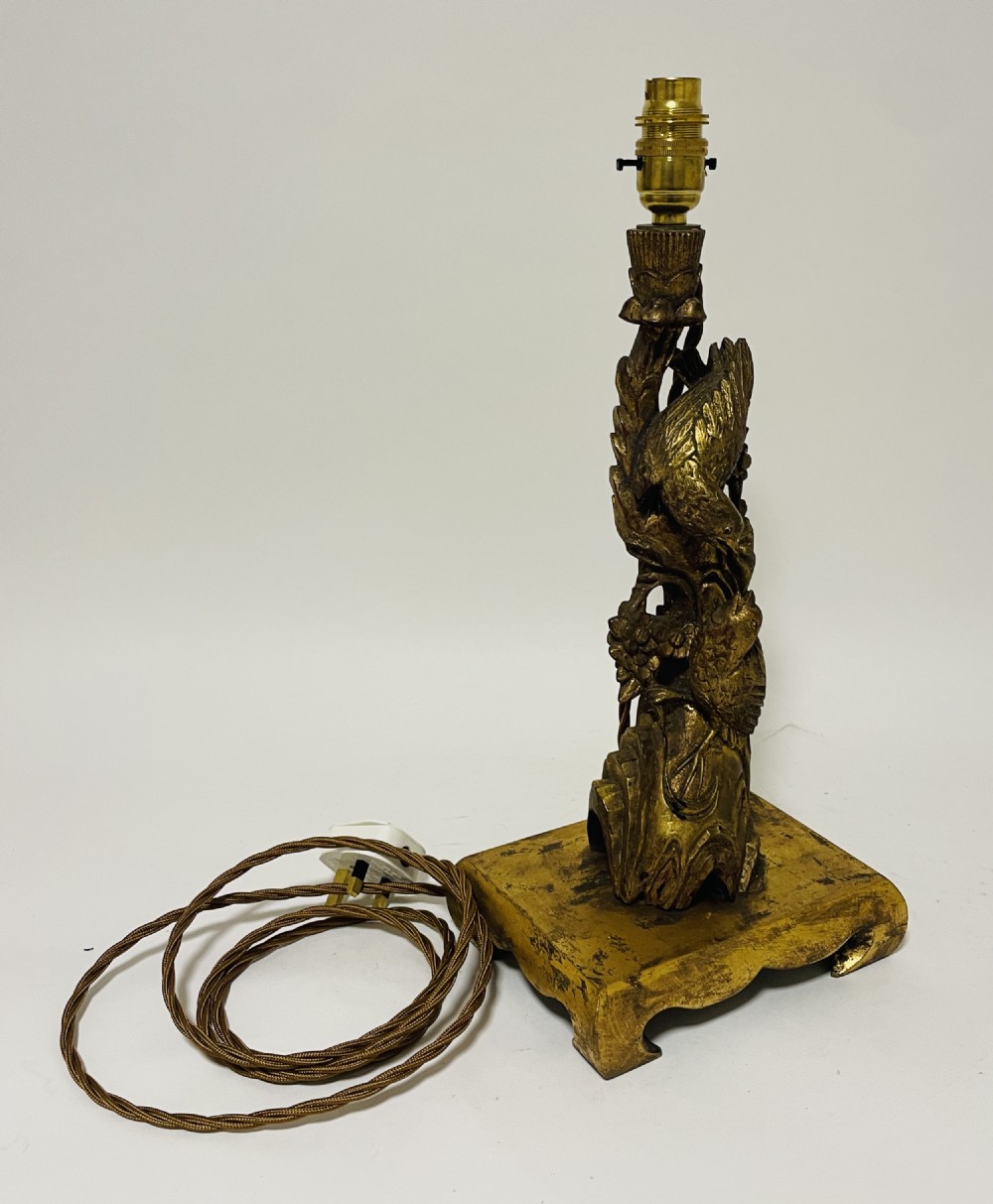 Antique Chinese Carved Giltwood Table Lamp View XIV