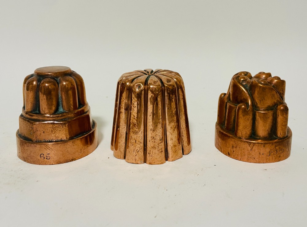 Set of 3 Miniature Victorian Copper Jelly Moulds
