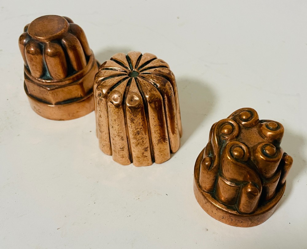 Set of 3 Miniature Victorian Copper Jelly Moulds
 View III