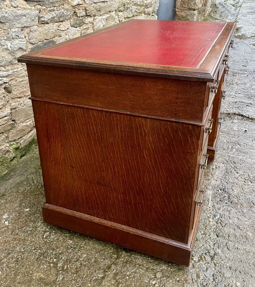 Edwardian Oak Pedestal Desk by Maple & Co View III