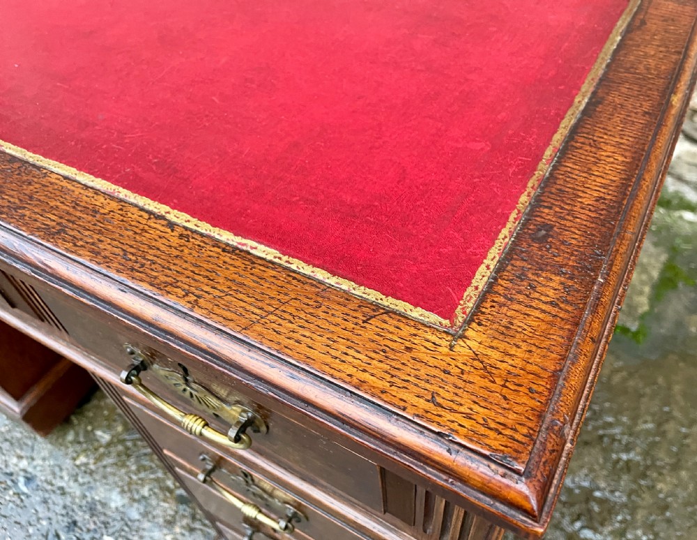Edwardian Oak Pedestal Desk by Maple & Co View IX