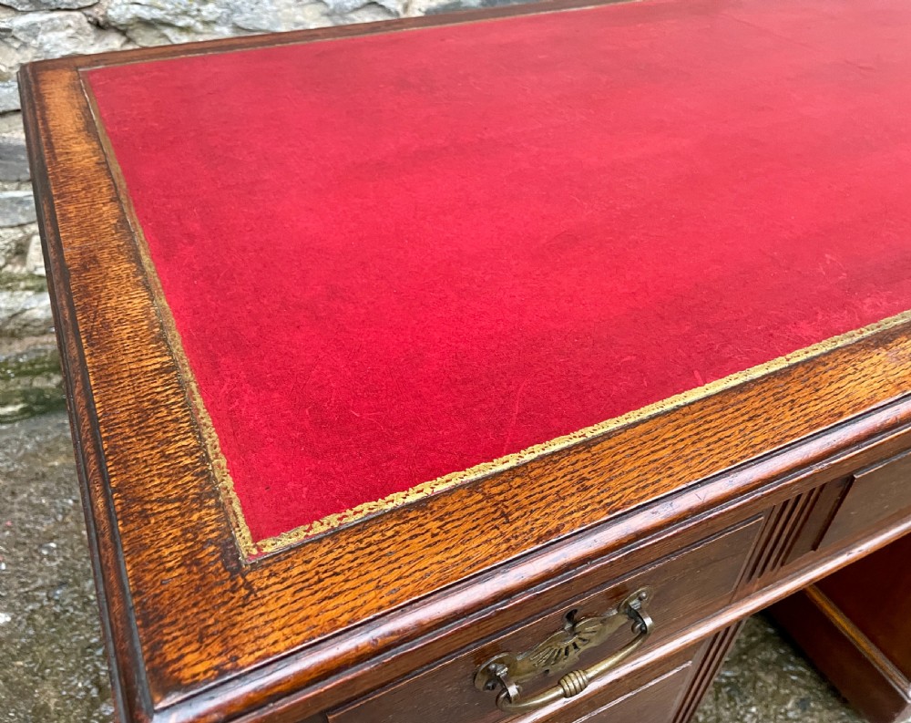 Edwardian Oak Pedestal Desk by Maple & Co View X