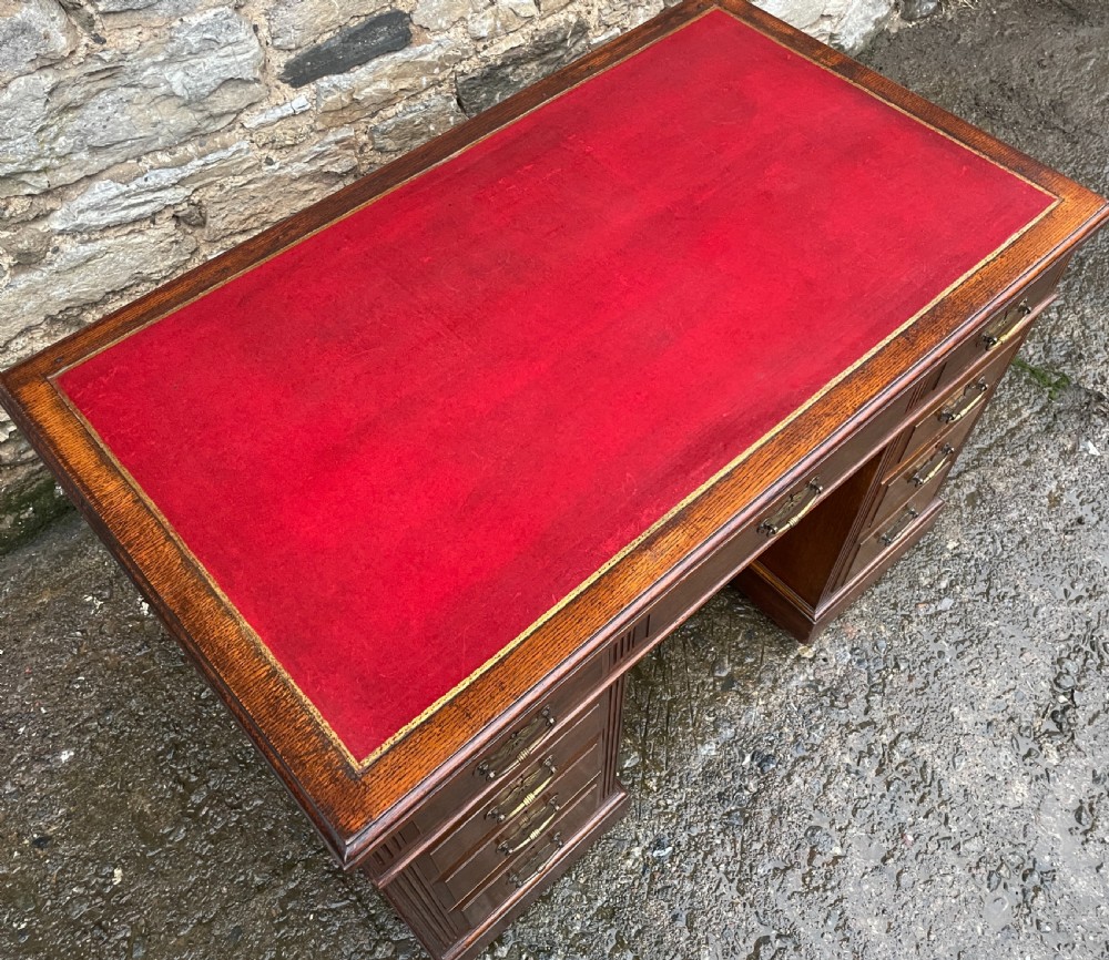 Edwardian Oak Pedestal Desk by Maple & Co View XI