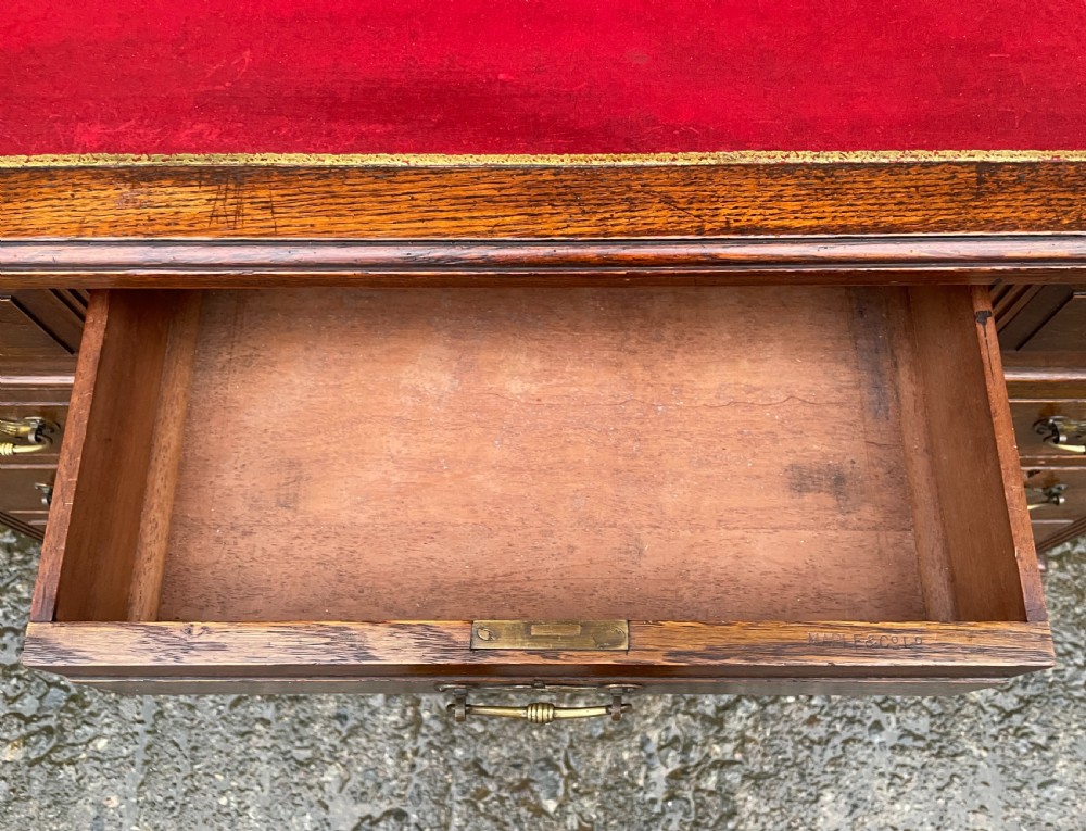 Edwardian Oak Pedestal Desk by Maple & Co View XII