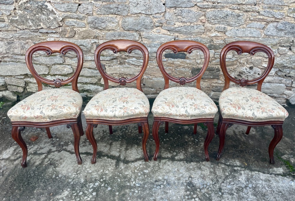 Set of 4 Victorian Mahogany Balloon Back Chairs