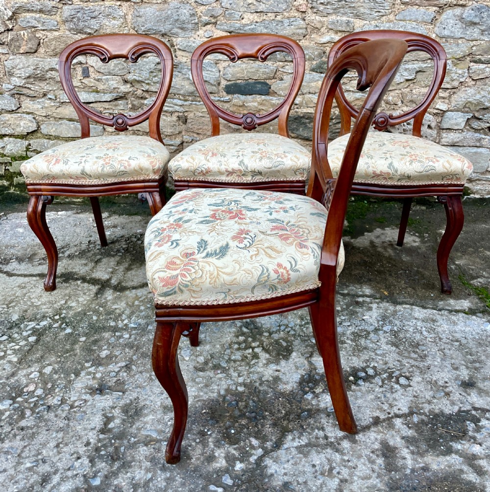 Set of 4 Victorian Mahogany Balloon Back Chairs View V