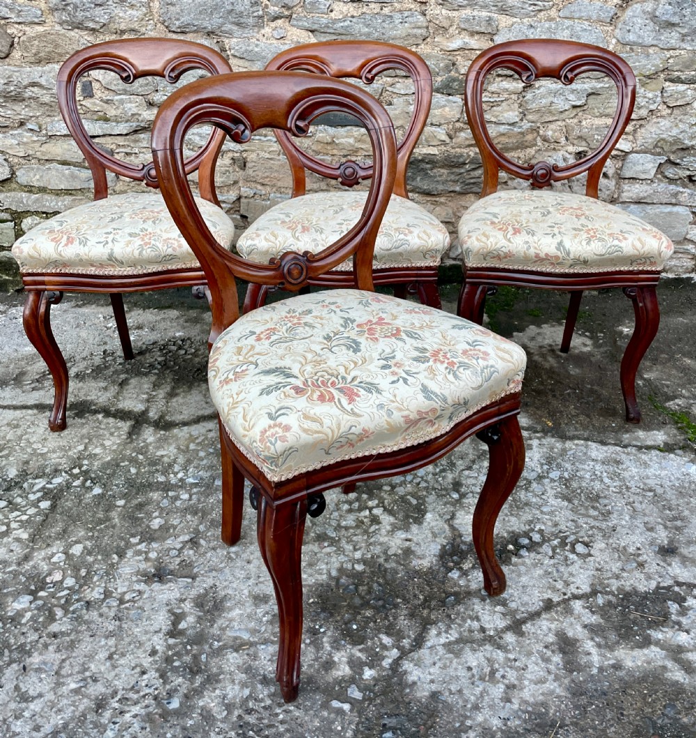 Set of 4 Victorian Mahogany Balloon Back Chairs View VI