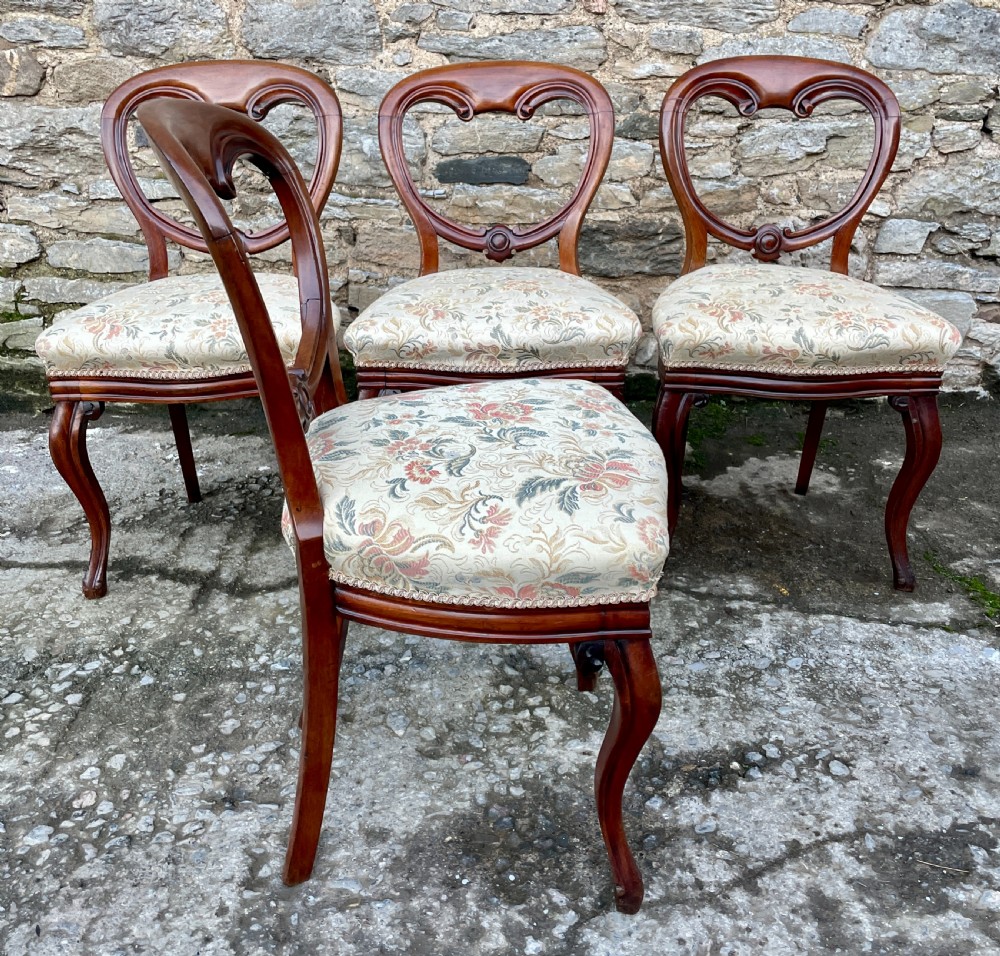 Set of 4 Victorian Mahogany Balloon Back Chairs View IX