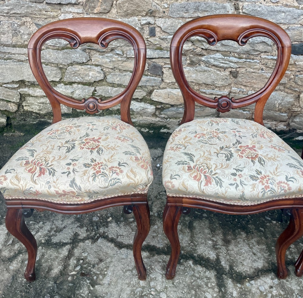 Set of 4 Victorian Mahogany Balloon Back Chairs View XIII