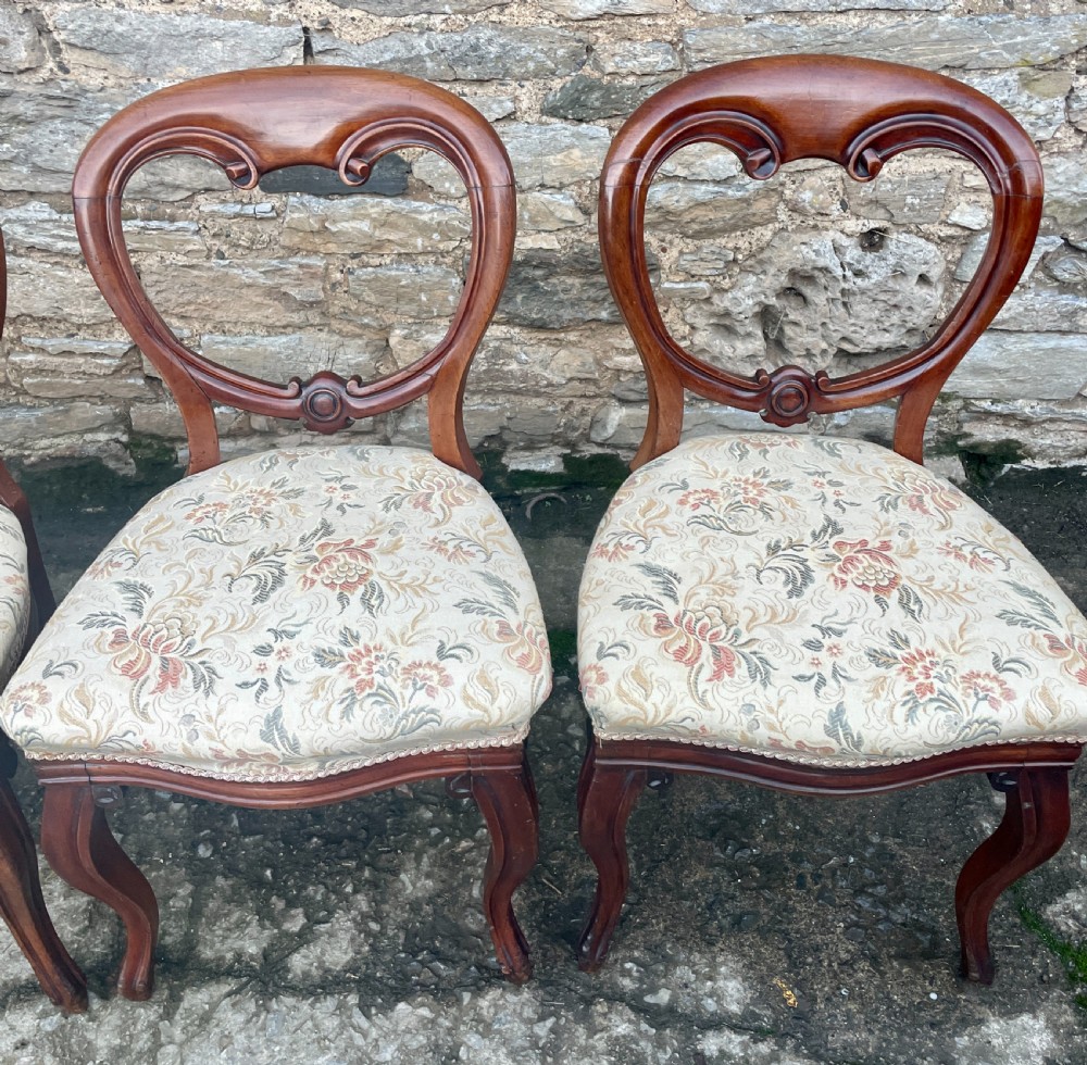 Set of 4 Victorian Mahogany Balloon Back Chairs View XIV