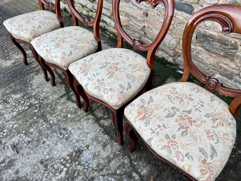 Set of 4 Victorian Mahogany Balloon Back Chairs View XV
