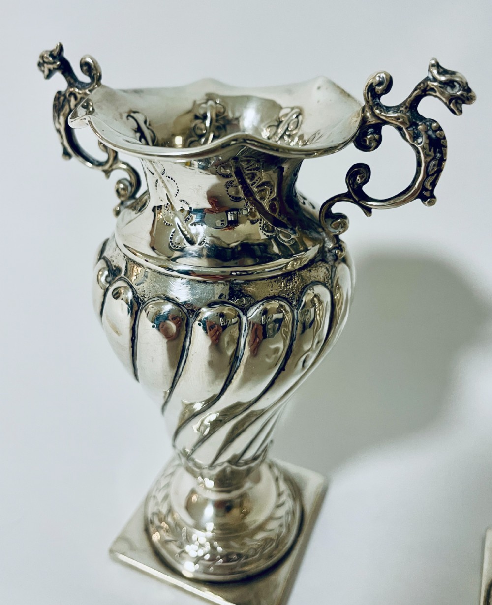 Pair of Victorian Silver Vases View IV