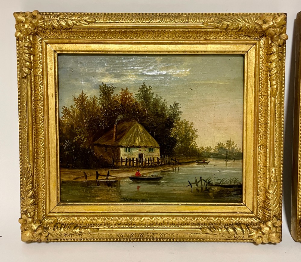 Pair of Continental 19th Century Oil on Canvas Landscapes View VIII