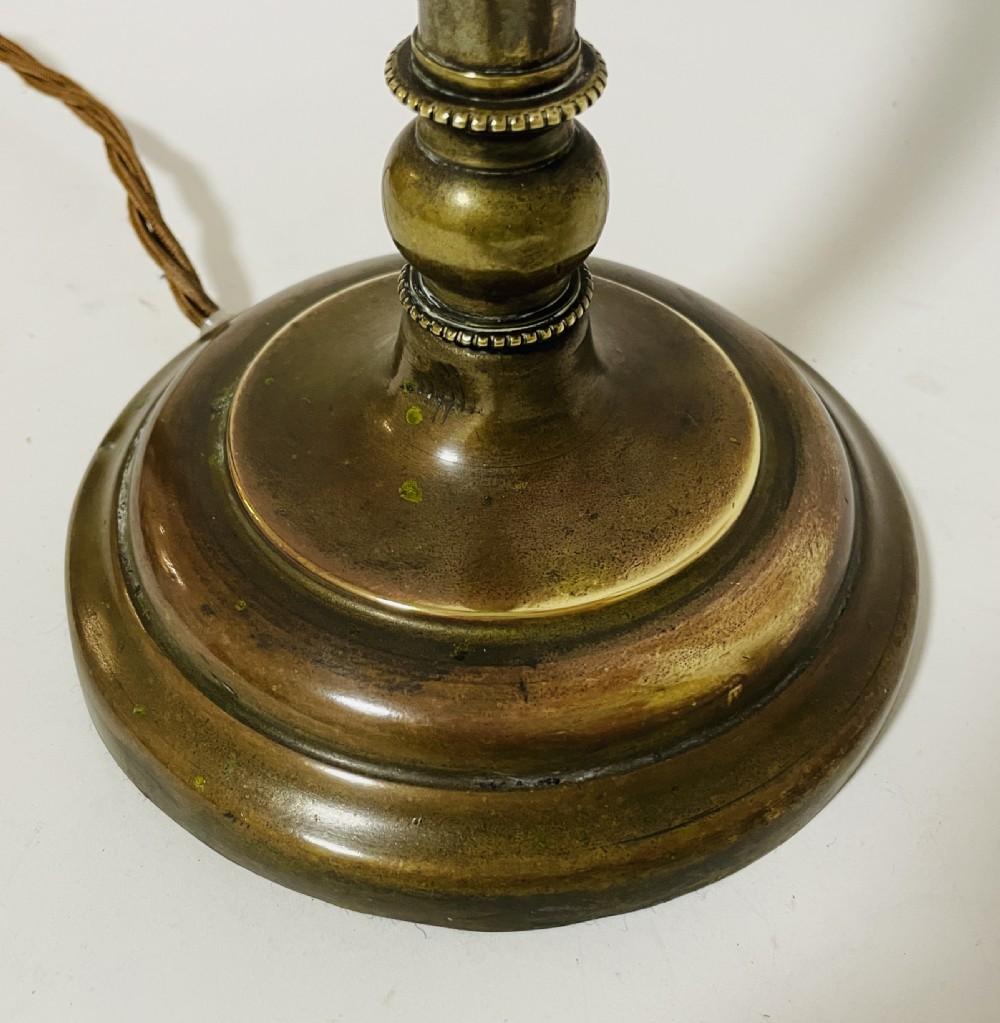 Antique Brass Reading Lamp with Cranberry Glass Shade View III