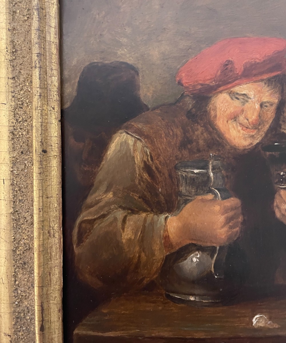 Flemish School Oil on Panel Tavern Scene View III