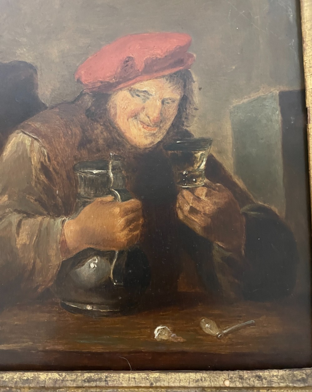 Flemish School Oil on Panel Tavern Scene View IV