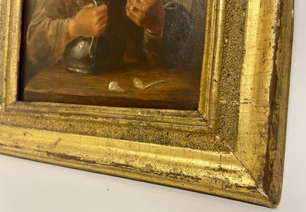 Flemish School Oil on Panel Tavern Scene View VII
