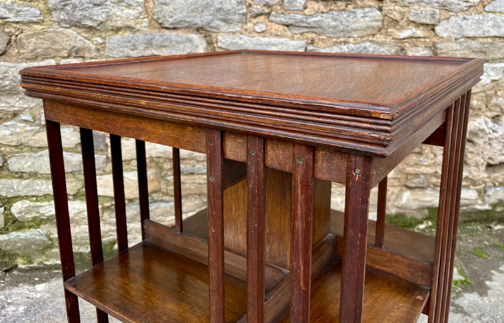 Antique Oak Revolving Bookcase View V