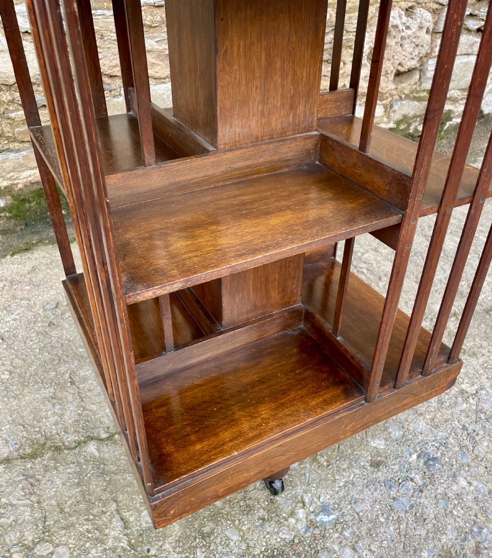 Antique Oak Revolving Bookcase View VIII