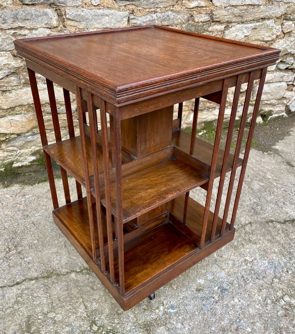 Antique Oak Revolving Bookcase View X