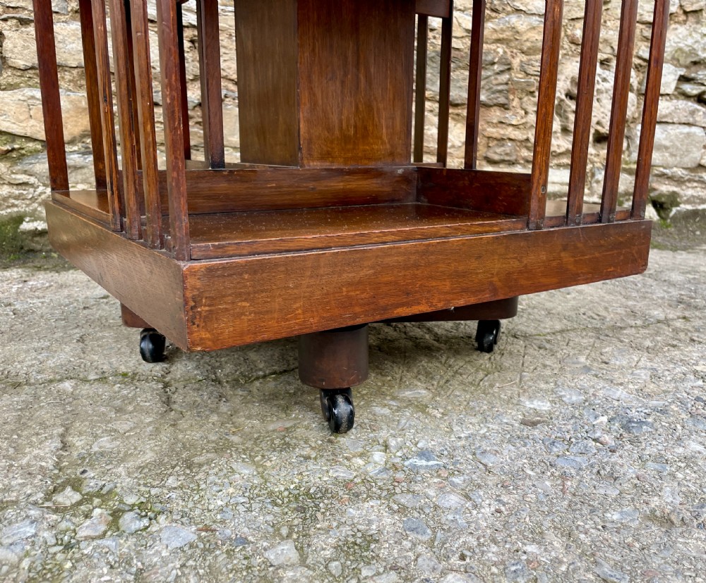 Antique Oak Revolving Bookcase View XI