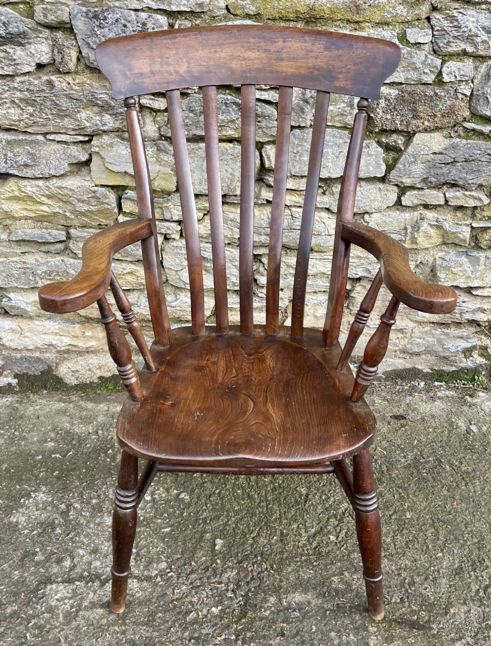 Antique Farmhouse Lathe Back Chair 