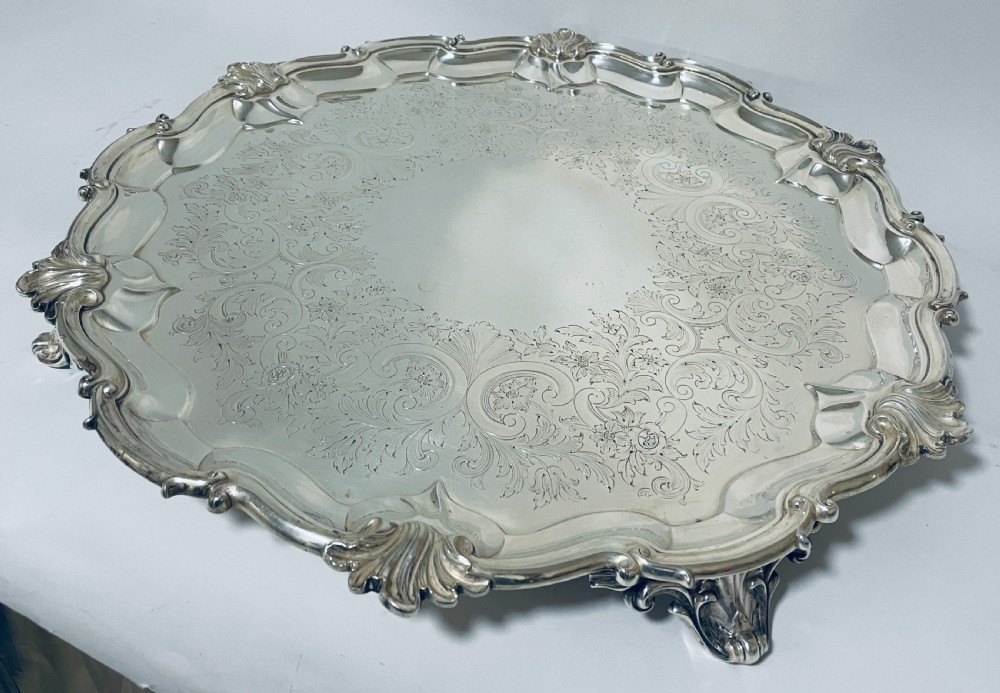 Large Victorian Silver Salver View V