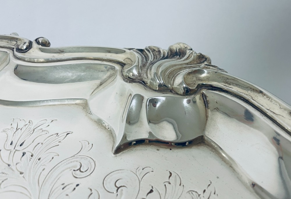 Large Victorian Silver Salver View X