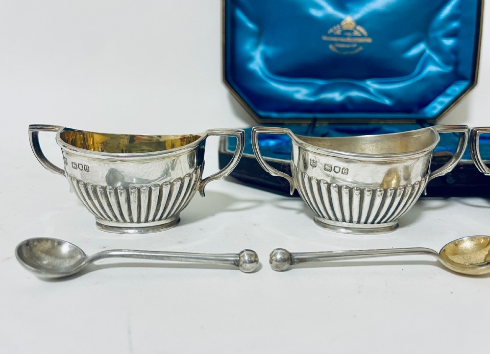 Set of Victorian Silver Salts in Box View XIII