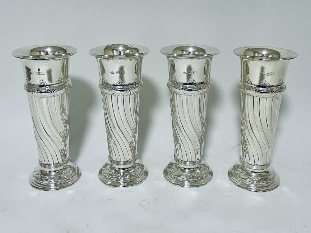 Set of 4 Antique Silver Vases