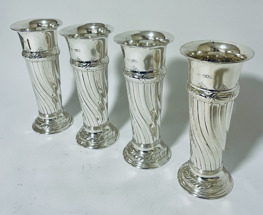 Set of 4 Antique Silver Vases View II