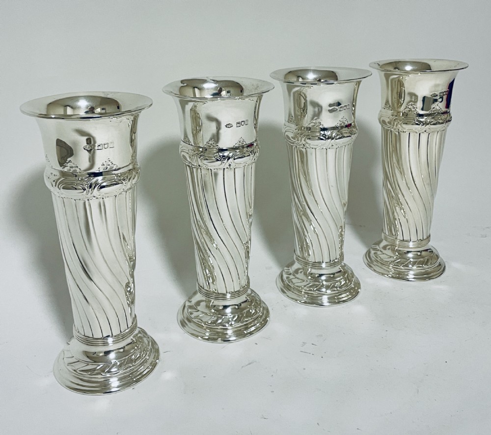 Set of 4 Antique Silver Vases View III