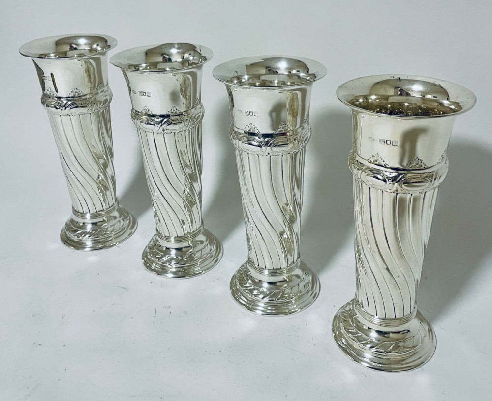 Set of 4 Antique Silver Vases View II