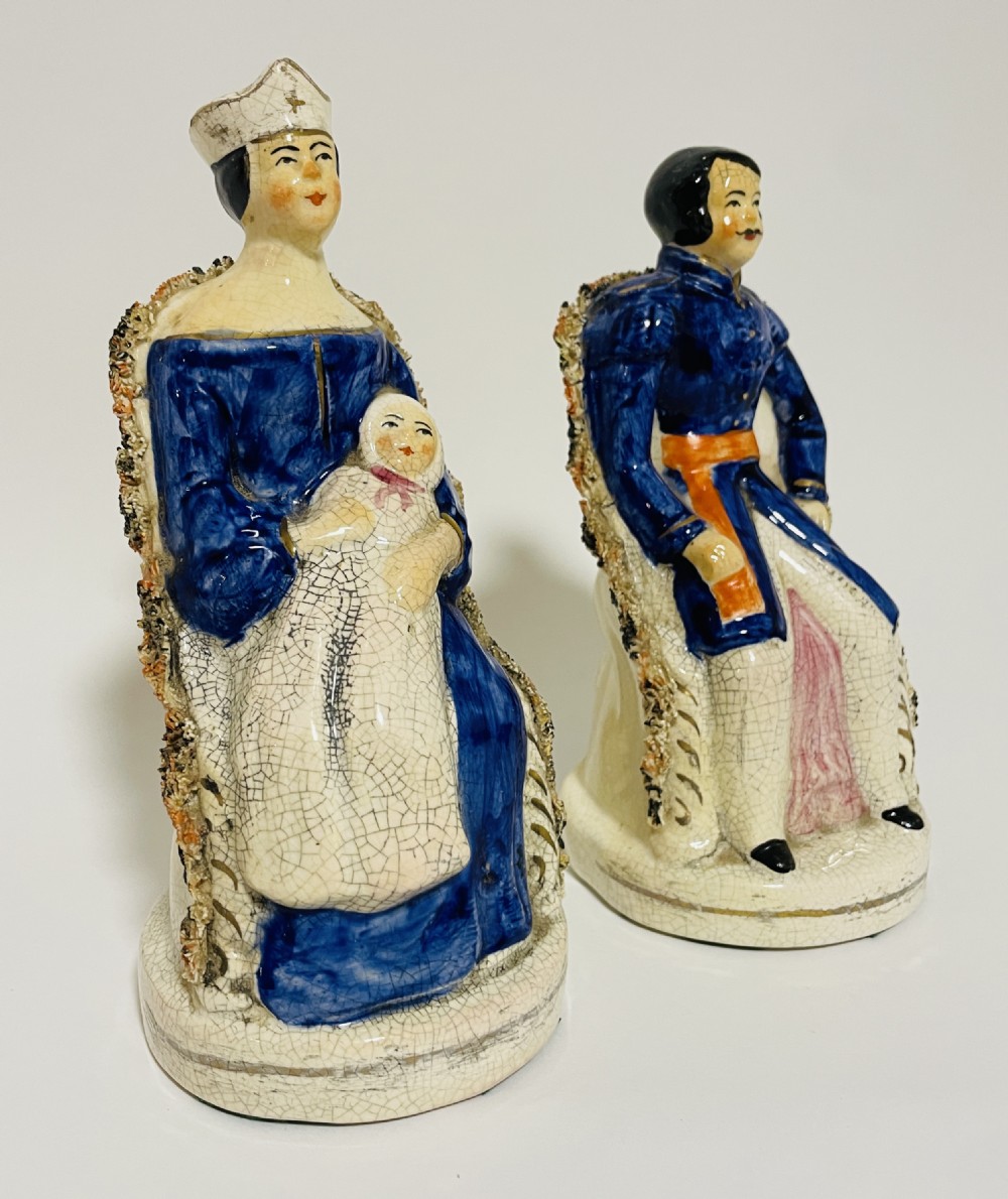 Pair of Victorian Staffordshire Figures of Queen Victoria and Prince Albert View IV