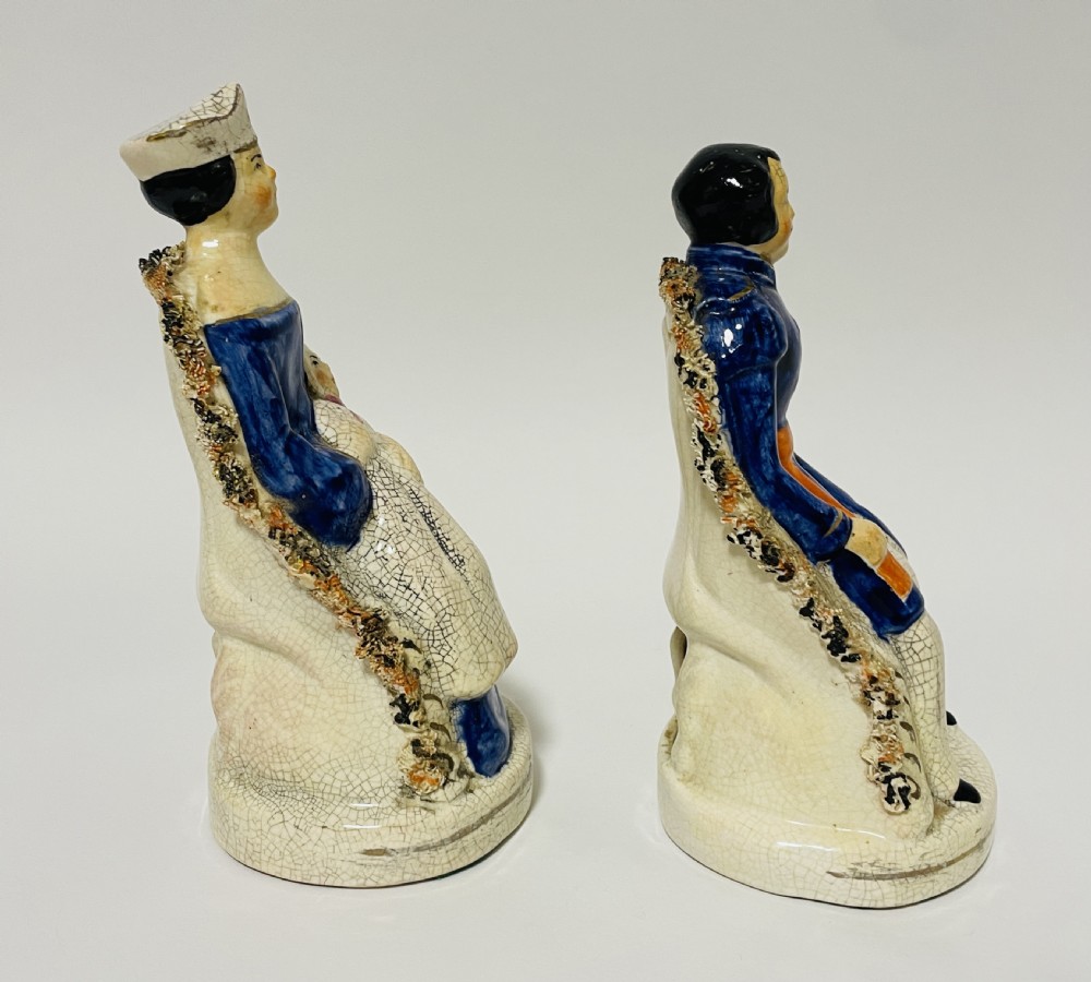 Pair of Victorian Staffordshire Figures of Queen Victoria and Prince Albert View VIII