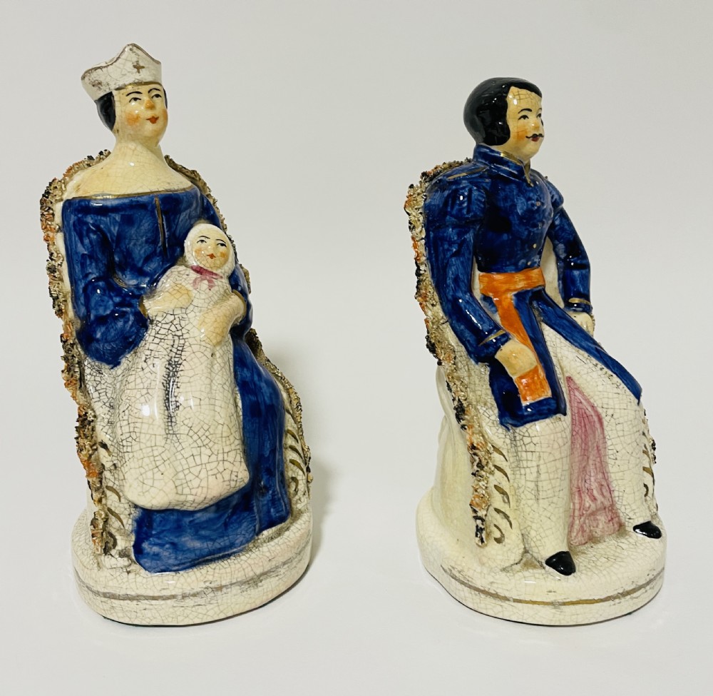 Pair of Victorian Staffordshire Figures of Queen Victoria and Prince Albert View XI