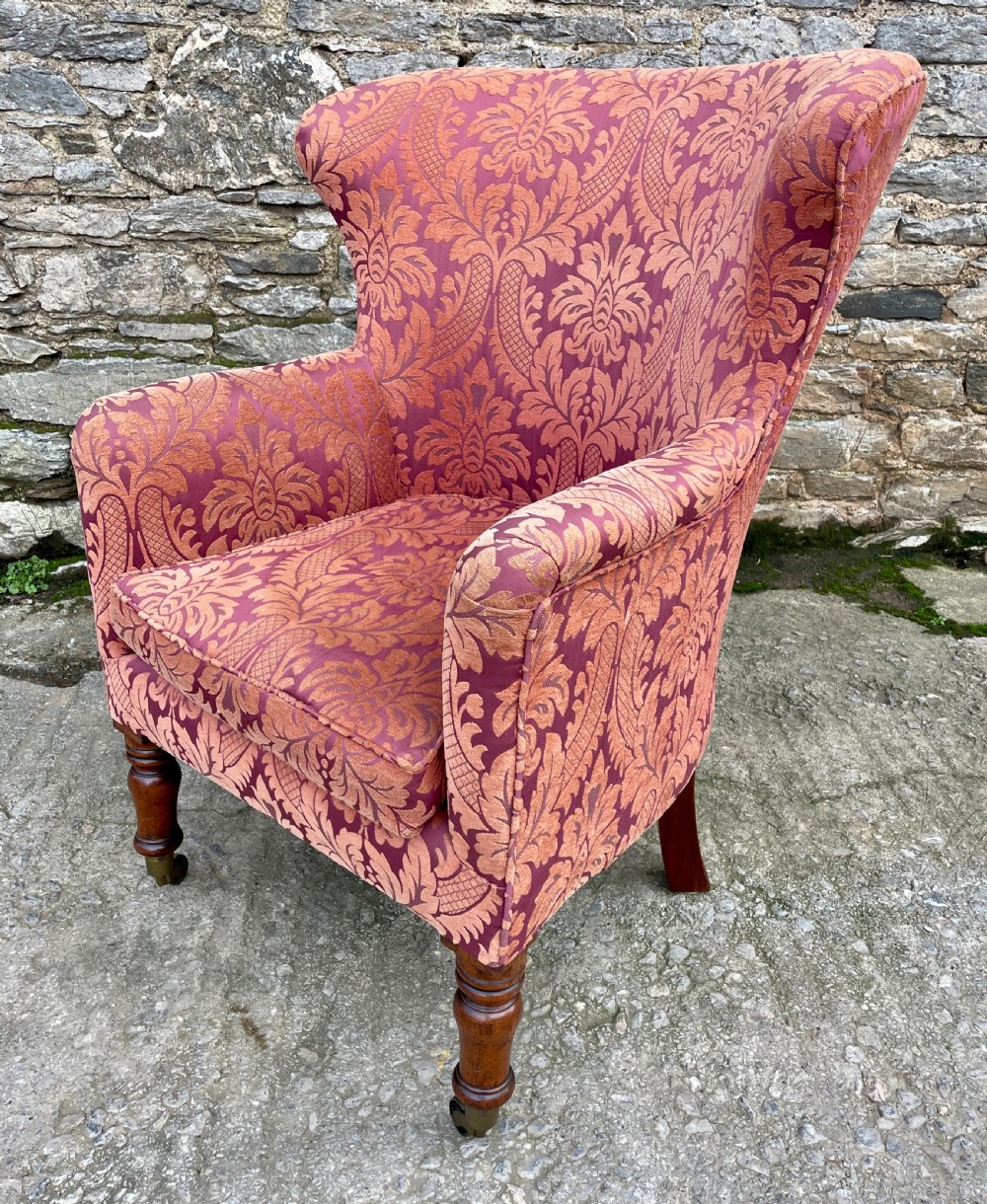 Victorian Mahogany Framed Wing Armchair View IX