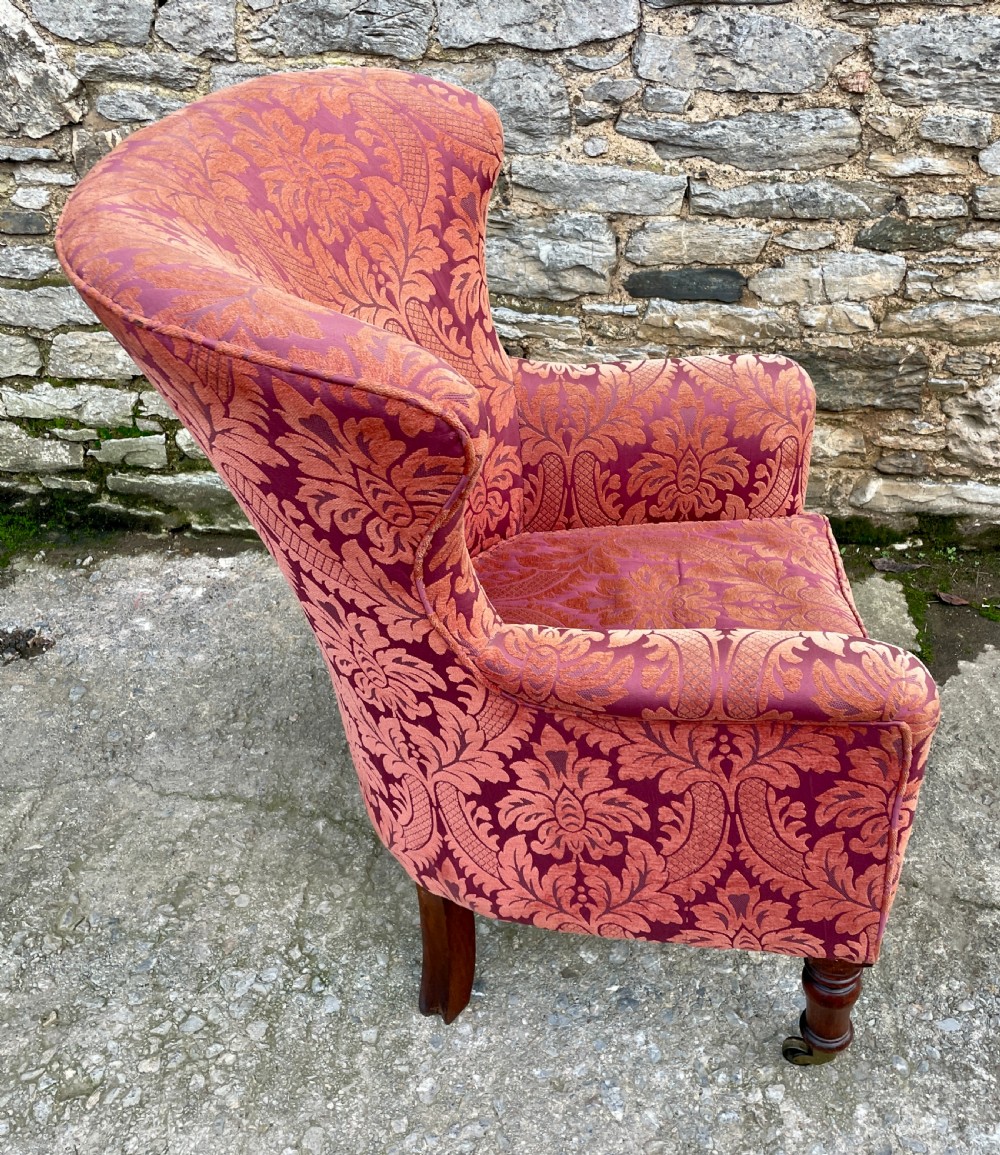 Victorian Mahogany Framed Wing Armchair View X