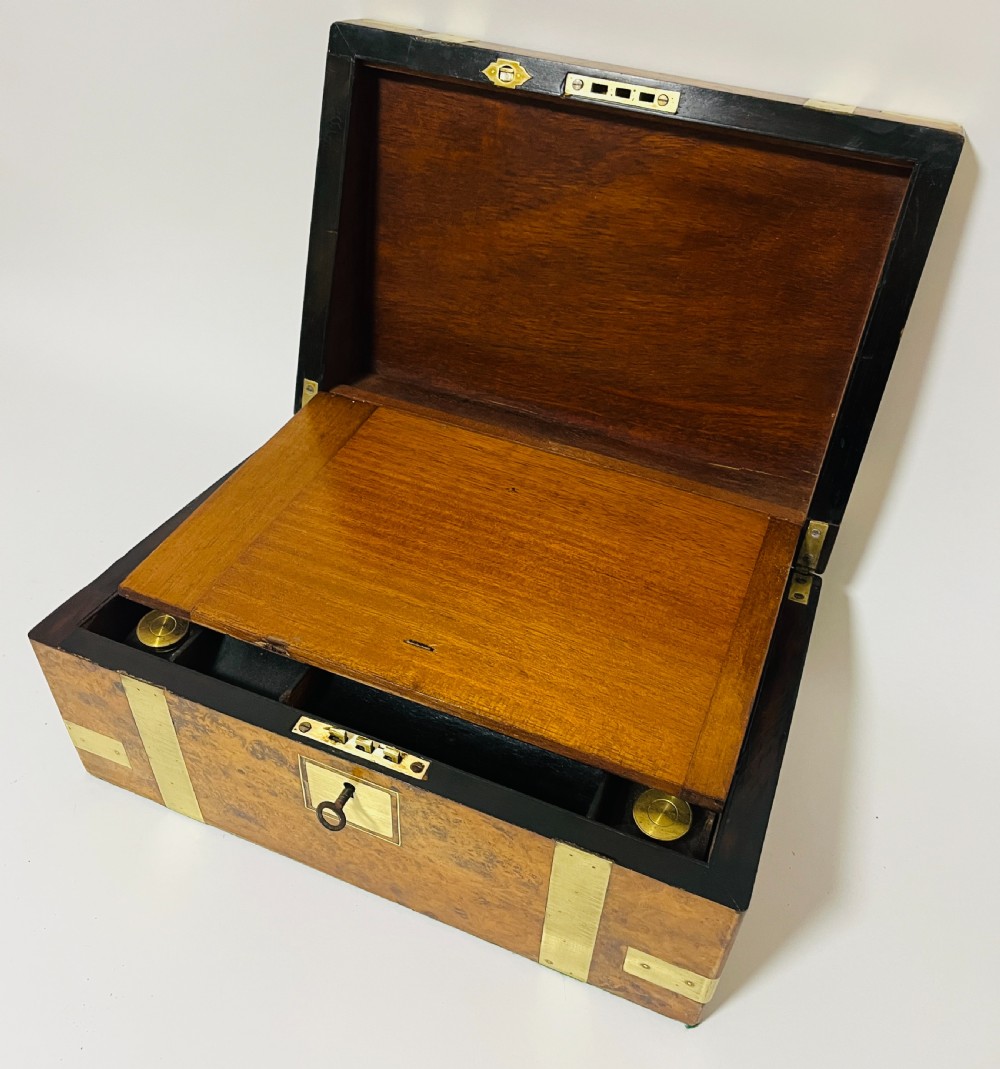 Victorian Burr Walnut Writing Slope with Secret Drawers View V