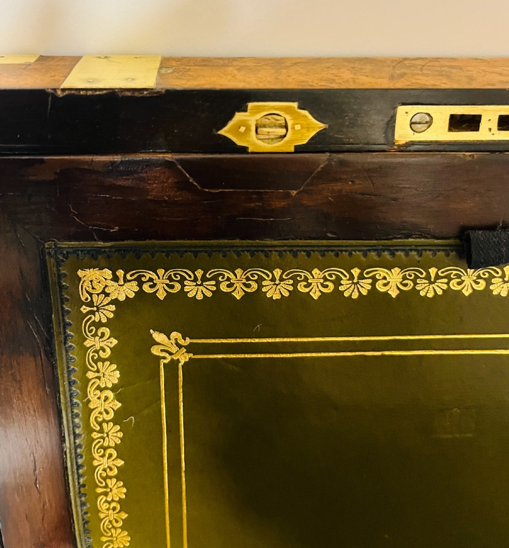Victorian Burr Walnut Writing Slope with Secret Drawers View VI