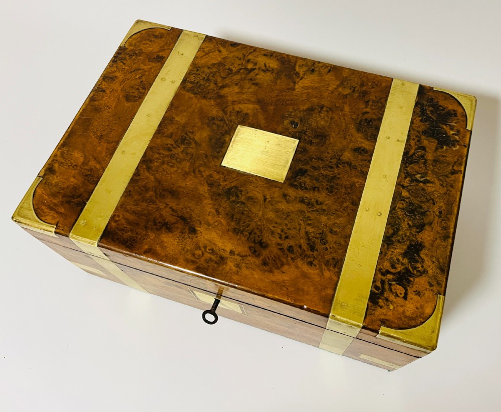 Victorian Burr Walnut Writing Slope with Secret Drawers View XXIV