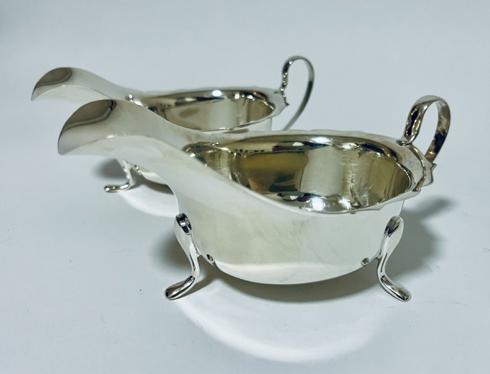 Pair of Antique Silver Sauce Boats View X