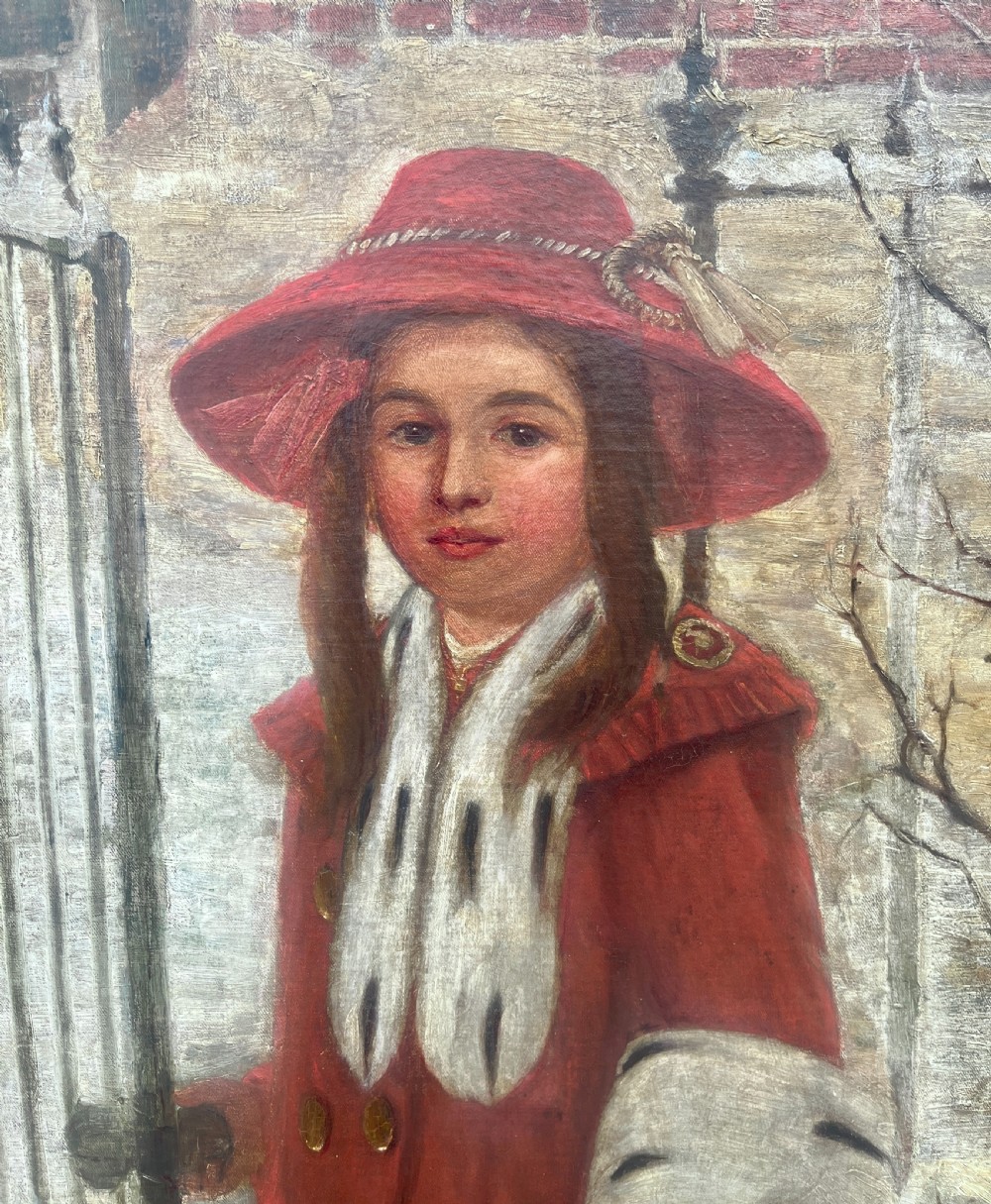 Oil on Canvas Painting of a Young Girl and her Dog View V