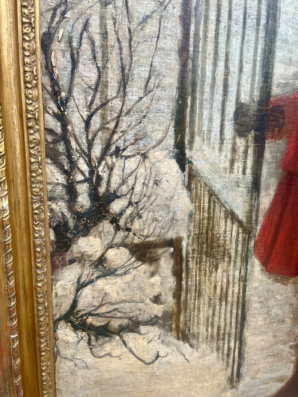 Oil on Canvas Painting of a Young Girl and her Dog View VII